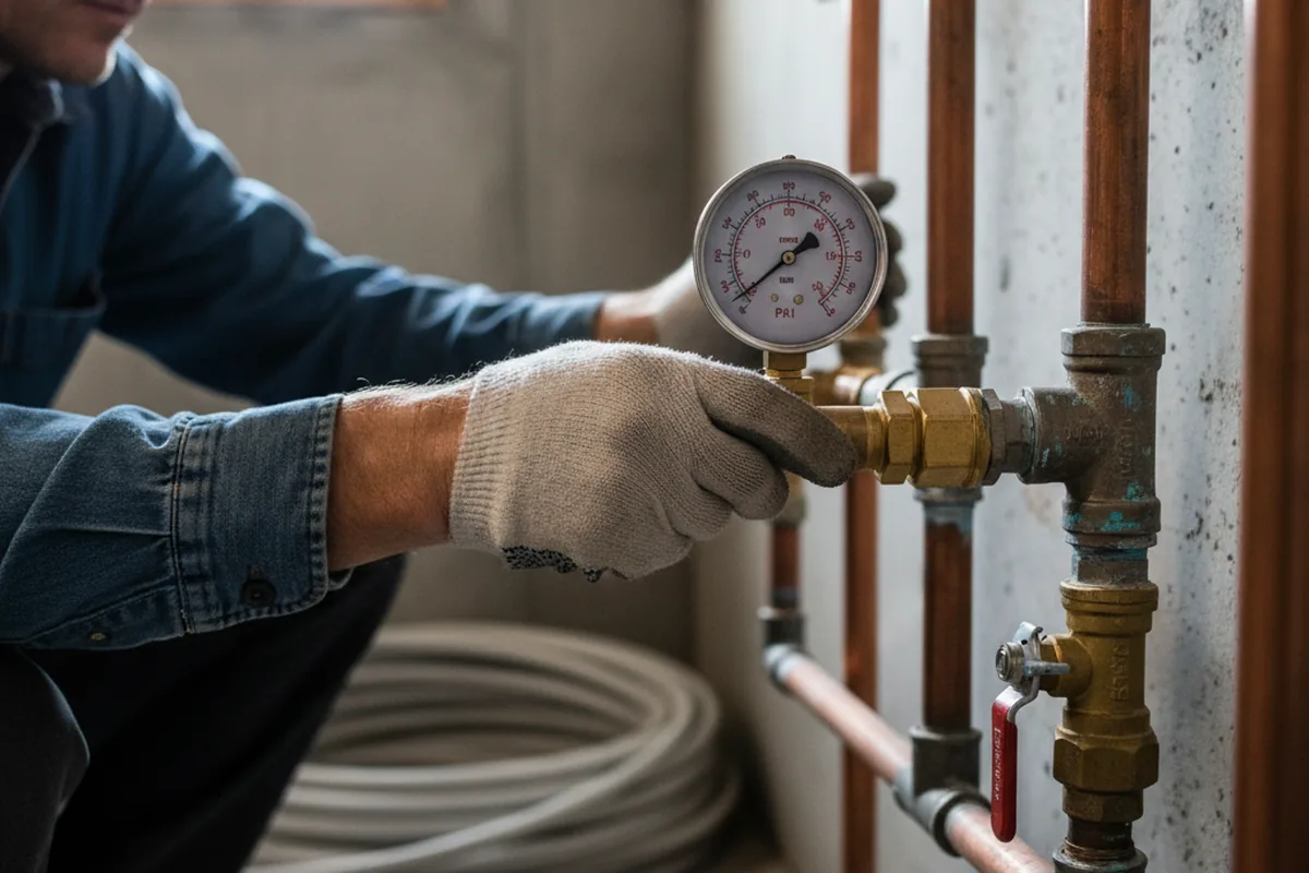 Pressure testing a repaired line during Water Line Repair in Egg Harbor City